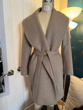 Ann Taylor L taupe Wrap Wool Belted Coat